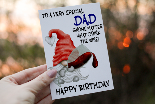 Special Dad Drink The Wine Gnome Birthday Card, Gonk Card